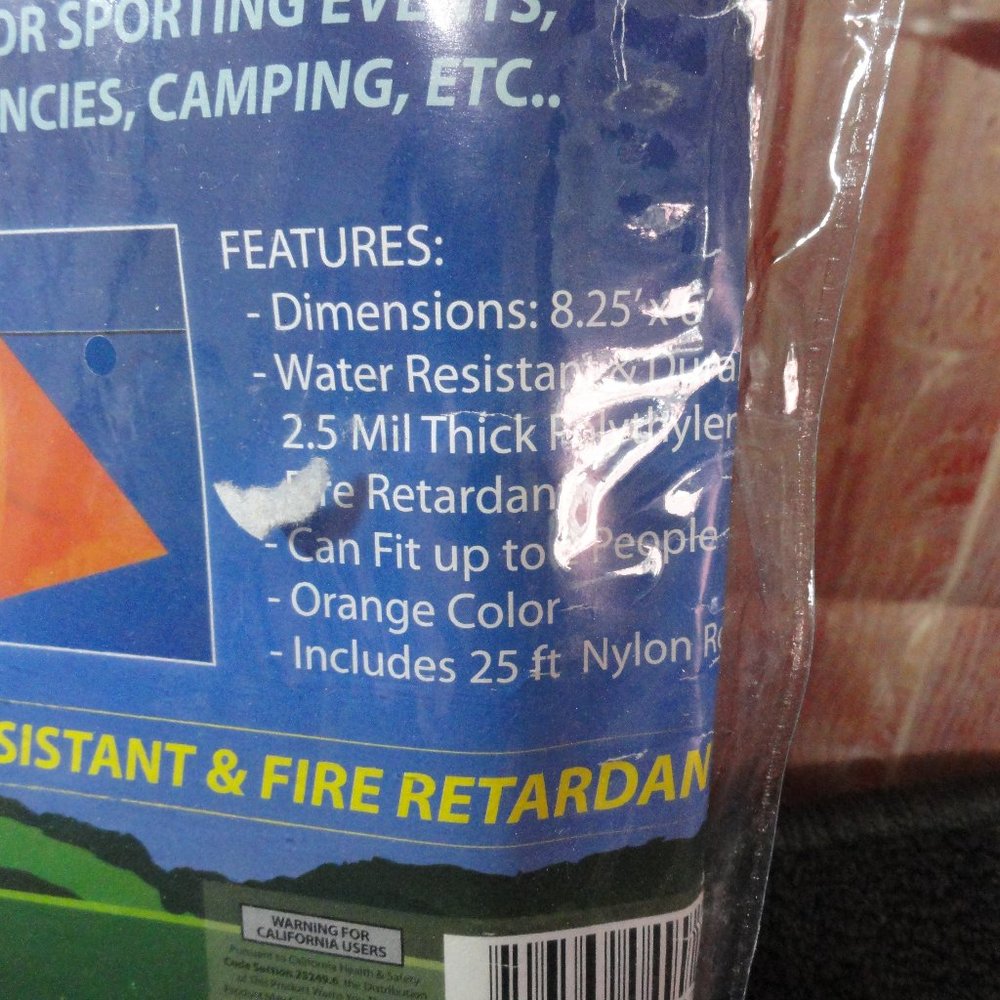 Camping tube tent with rope, ORANGE safety shelter, small, NIP~ - Picture 2 of 4